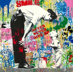 Not Guilty by Mr. Brainwash - Original on Paper sized 22x22 inches. Available from Whitewall Galleries